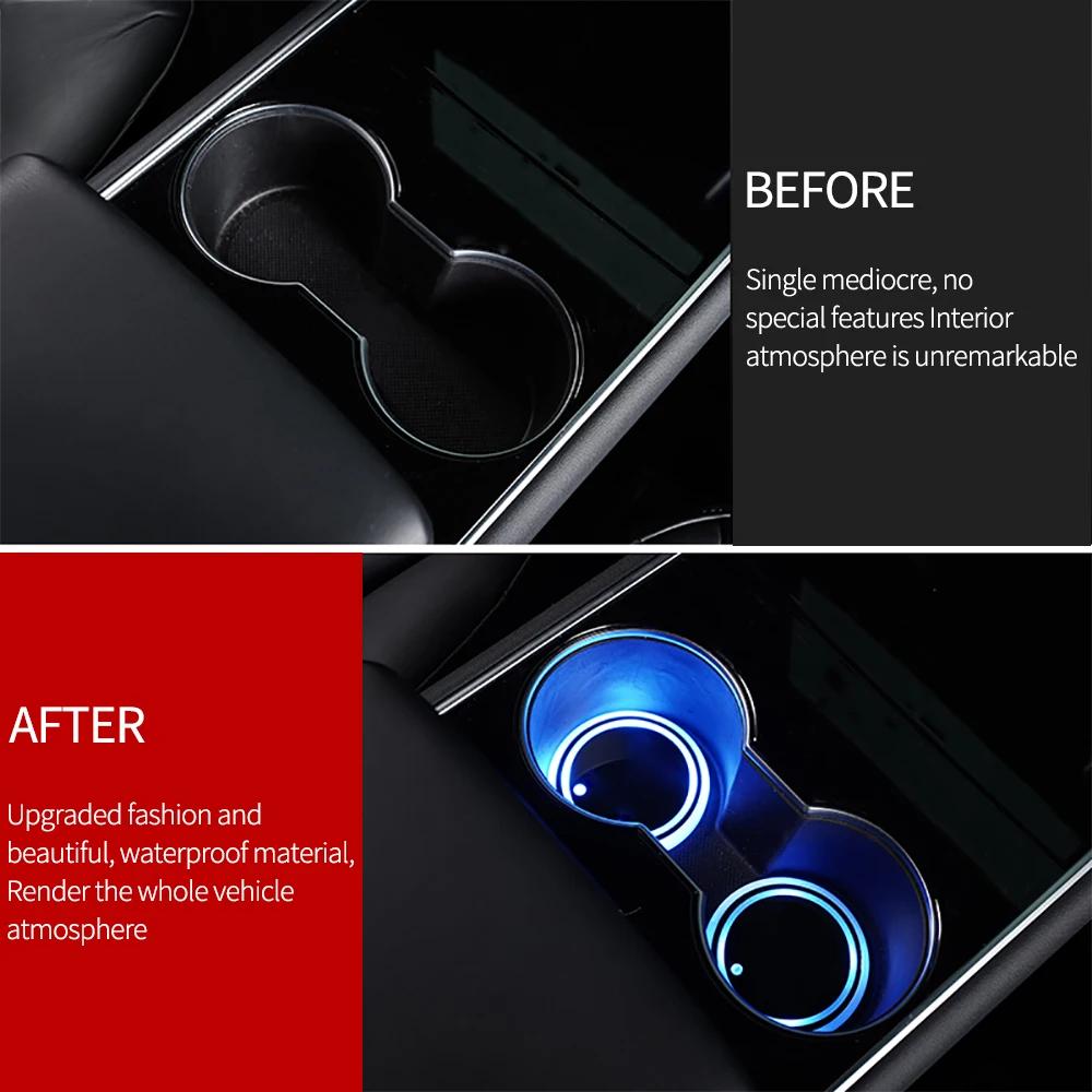 1 τεμ. Πολύχρωμη Θήκη Ποτού Φωτιζόμενο Υποθέμα LED Ηλιακή Φόρτιση USB Αντιολισθητικό Υποθέμα Ατμοσφαιρικός Φωτισμός για Αυτοκίνητο Αυτόματα