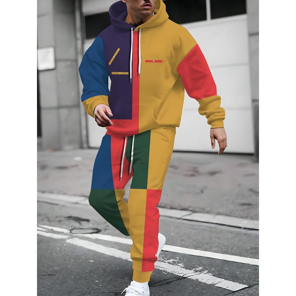 Spring  Autumn Flame Skull 3D Printed Hoodie Suit Men Sweatshirts Sweatpants Casual Fashion Two Piece Tracksuit Set Men's Clothing