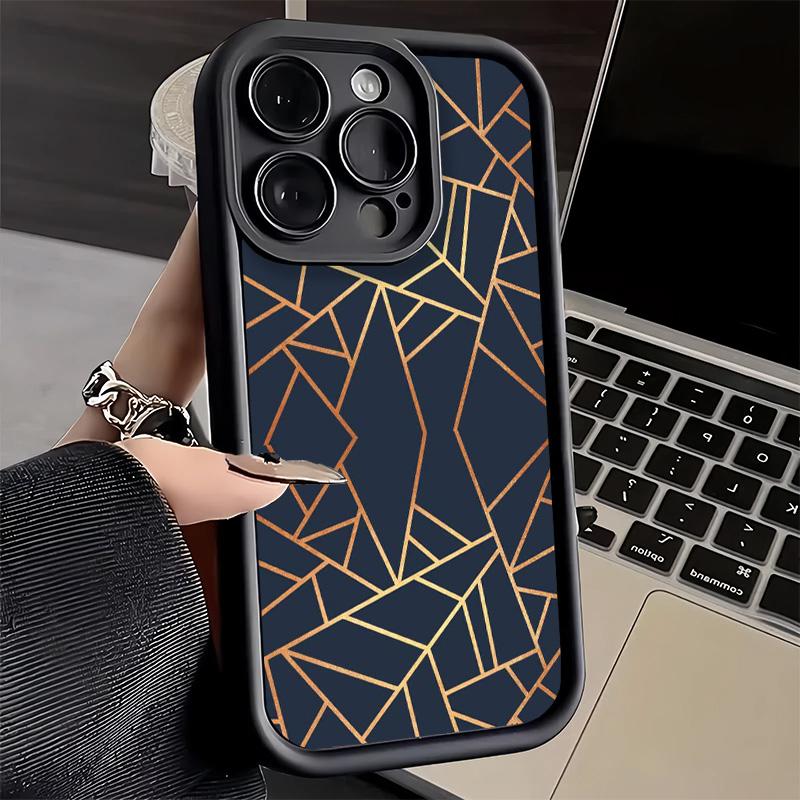 Phone Case for iPhone 17 Air 16E 15 16 Pro Max Geometric Marble Pattern Cover 14 Plus 13 12 Mini Soft Shell Silicone Fundas