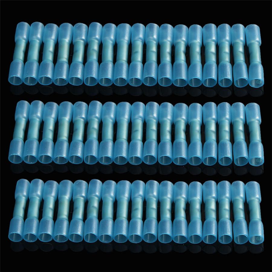 New 100 X Heat Shrink Tube Tubing Butt Wire Crimp Cable Connectors Blue Sleeing Kits