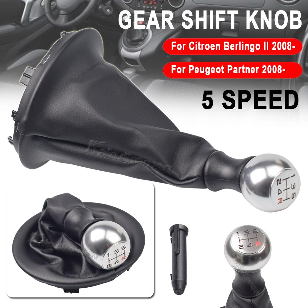 

5-ступенчатая ручка переключения передач + гетра для Citroen Berlingo II Peugeot Partner 2008-2018 Высококачественный кожаный салон автомобиля