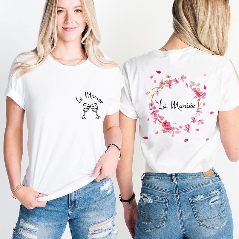 French Girls Bachelorette Party Floral Tops Unisex Single Farewell Shirt Future Bride Short Sleeve Tees Team Bride Tshirt