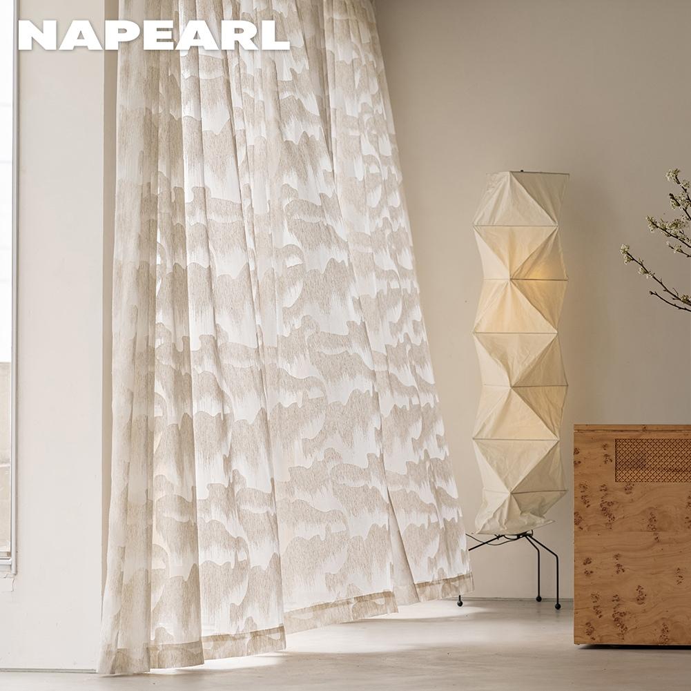 1PC NAPEARL Nordic Mountain Voile Drape Mountain Cut Flower Sheer Curtain for Bedroom Living Room Home Decor