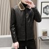 Men's Plush Leather Jacket Autumn and Winter New Korean Version Handsome Fur Collar Leather Jacket Warm and Trendy Clothes On The Brand