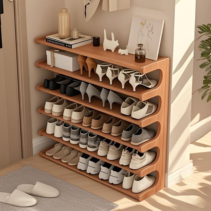 Large Capacity  Shoe Rack - Multi-Tiered Wood and Bamboo Storage Box,  Holds Multiple Pairs of Shoes,  Freestanding Shoe Cabinet