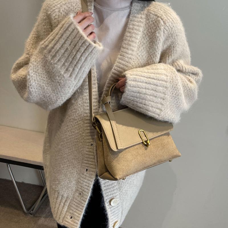 High Sense Handbags Women's Autumn and Winter Solid Color All-Matching Shoulder Bag Retro Minority Crossbody Commuter Bag