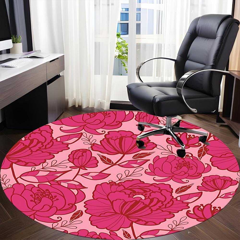 1pc Floral Pattern Chair Carpet for Office, Non slip, Soft and Durable Office Rug for Interior Decoration