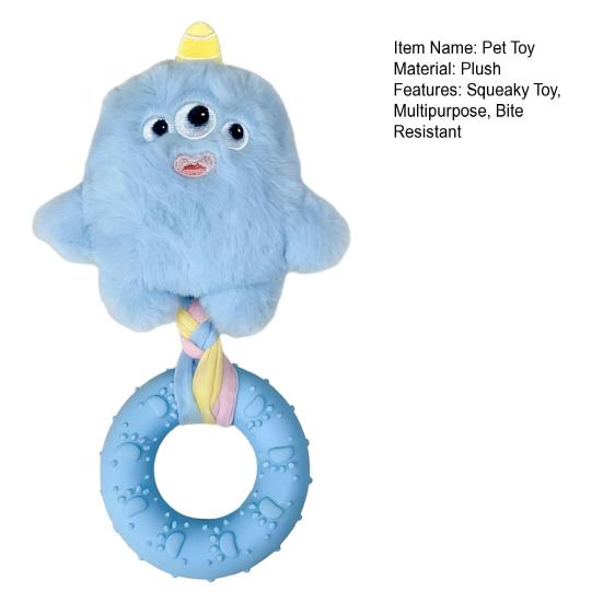 Quietschender Hund??Kauspielzeug Plüschhundespielzeug mit Gummiring Interaktives Zahnpflegespielzeug für Hunde Tauziehen Apportierspiel