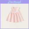 Vestito estivo in cotone a quadretti con pizzo senza maniche per bambine piccole