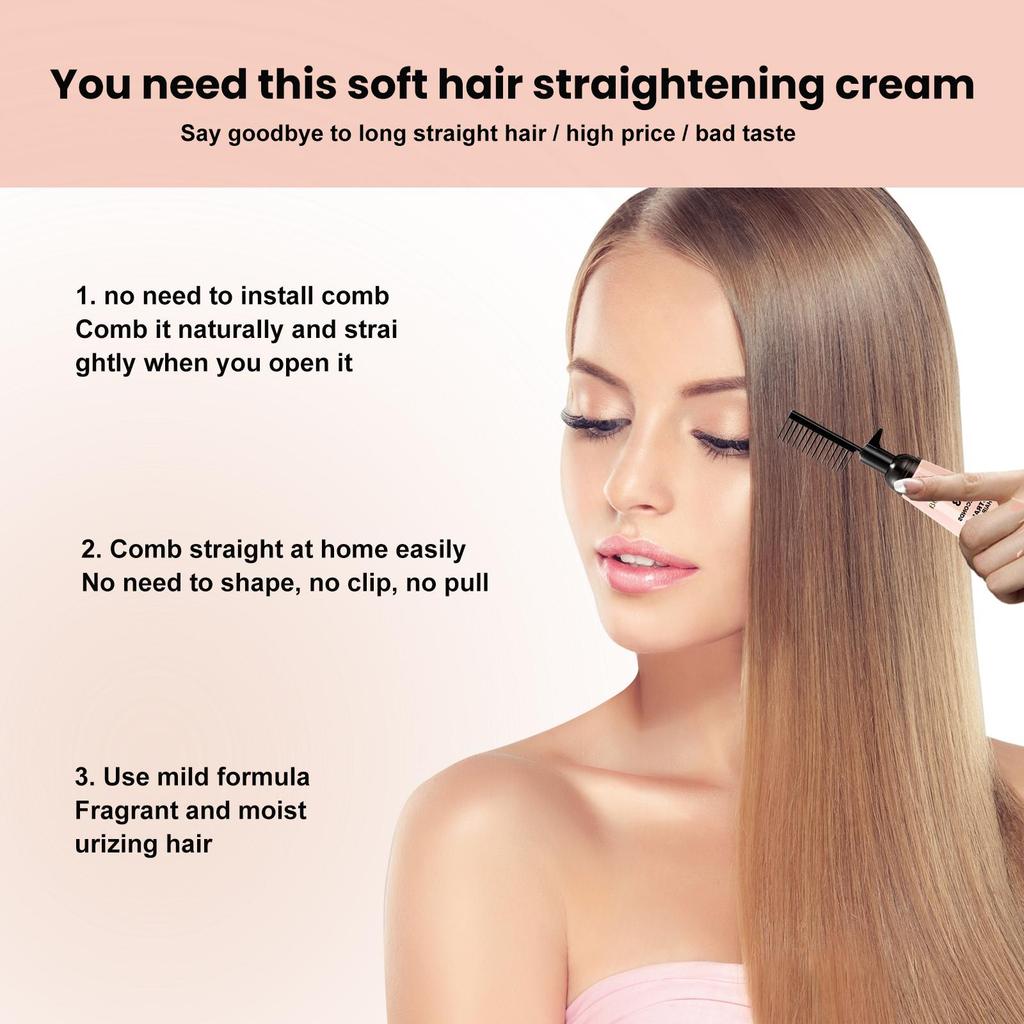 Hair Straightening Cream Professional Dry Damage Frizz Treatment Soft Smoothing Curly Hair Protein Correction Restore Hair Shiny