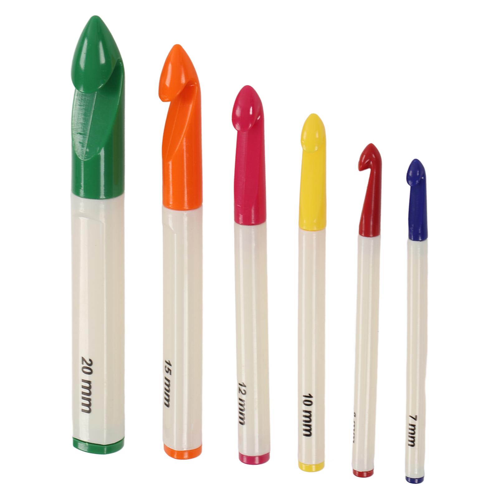 

6 шт. крючков для вязания с эргономичной ручкой, узнаваемый размер, разные цвета, набор пластиковых игл для вязания