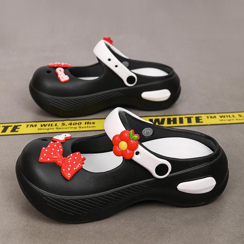 CRLAYDK Cute Bow Knot Women's Platform Clogs Arch Support Garden Shoes Slip-on Outdoor Beach Slippers Height Increase Sandals