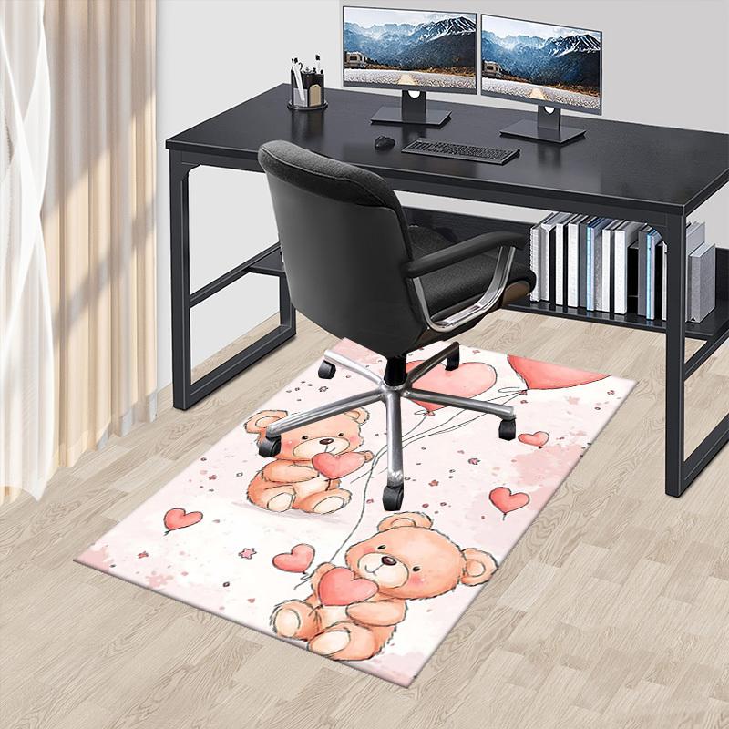 

1pc Teddy Bear Heart Balloon Chair Mat Anime Cartoon Design, Non Slip Carpet for Office Chairs, Home Decor, Living Room, Bedroom, Game Room 60cm by 90cm