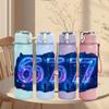 1PC Glowing Number Six Seven 750ml Color Plastic Sports Water Bottle Leakproof Flip Straw Lid Suitable for Sports Office Home Use