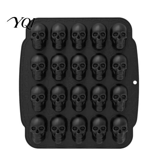 Forniture per Feste di Halloween Stampo per Torta a Forma di Teschio con 20 Cavità, Tema, Stampo in Silicone Antiaderente per Caramelle Mousse, Vassoio 3D Realistico per Gelatina Budino Fai-da-te