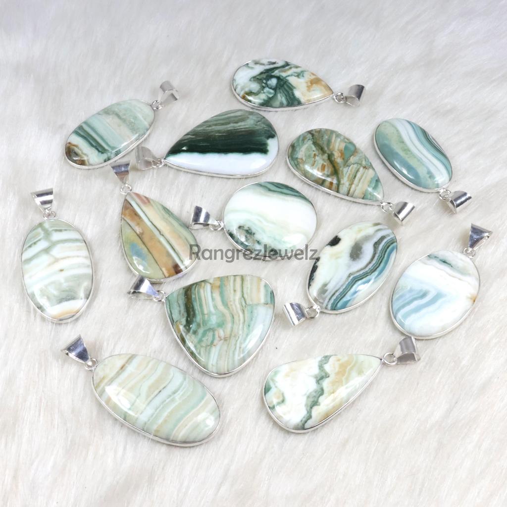 Saturn Chalcedony Pendant Sterling Silver Pendant Green Saturn Pendant Bezel Pendant Saturn Chalcedony Gemstone Pendant Saturn Pendant Necklace