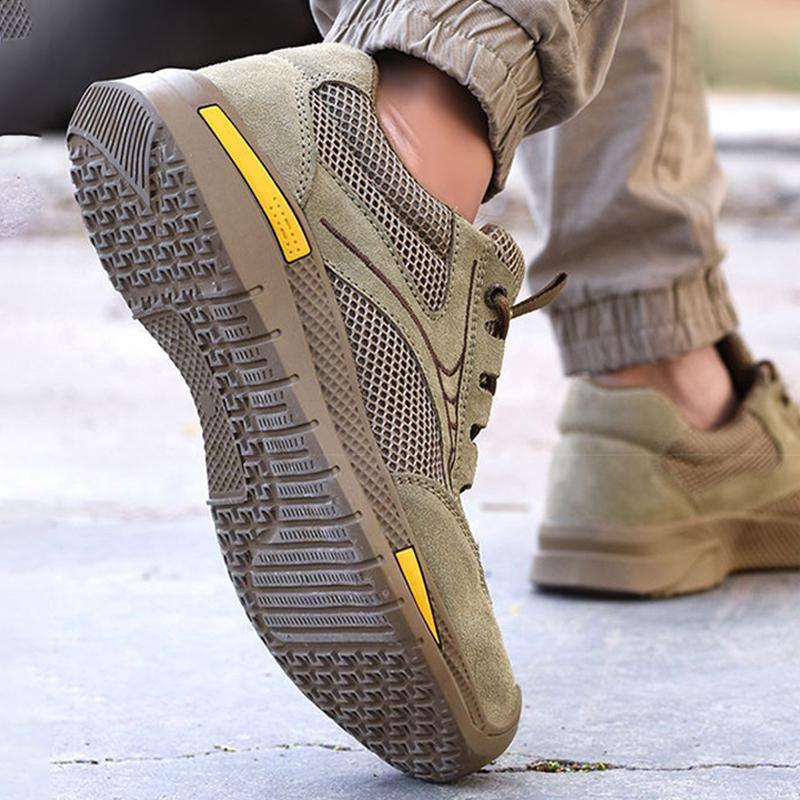 Imwete Fashion Men's Safety Shoes Insulated Anti-smash Shoes Steel Toe Work Protective Shoes For Men Summer Work Sneaker