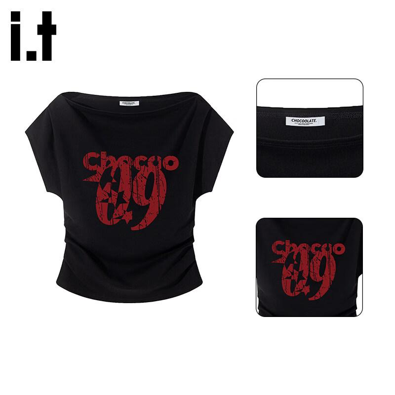 CHOCOOLATEit Slim Fit Pleated Off-Shoulder Crop Top M