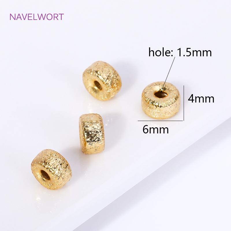 Brass 6mm Frosted Wheel Spacer Beads 18K Gold Plated Round Loose Beads For Jewelry Making DIY Jewelry Making Accessories