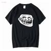 BSW Jongeren Troll Face Meme T-shirt vintage Gewassen Ademend Stijlvol grafisch Casual Veelzijdig Lichtelijk mode