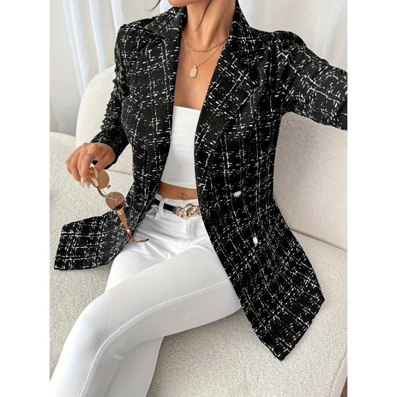 Women S Fitted Turn Down Collar Long Sleeve Button Blazer