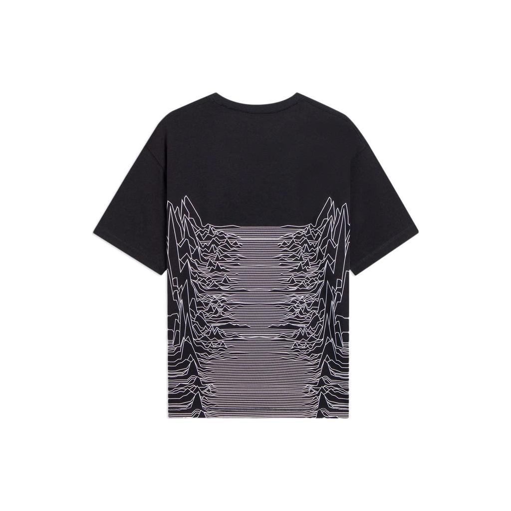 Li-Ning Geometric Pattern Print Cotton Short Sleeve T-Shirt Unisex Tops Black AHSS134-5