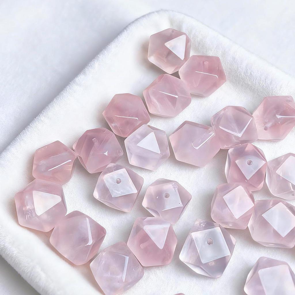 Rose Quartz Irregular Freeform Loose Beads - Octagonal, DIY Bracelet Jewelry Accessories