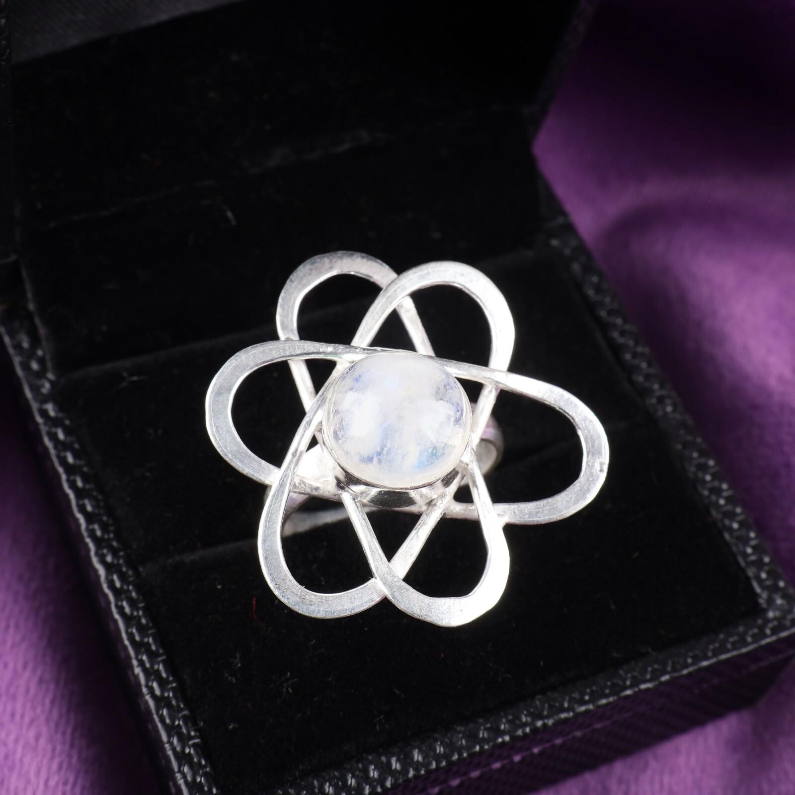 

Натуральный Радужный Лунный Камень Драгоценный Камень 925 Стерлинговое Серебро Ювелирные Изделия Ручной Работы Кольцо RR-21-26 13