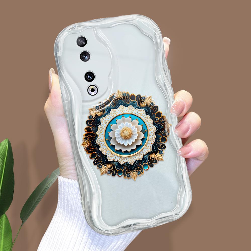 Cute Cartoon Pattern Cream Texture Casing Wavy Edge Soft Silicone Cover Phone Case for Huawei Honor Infinix Tecno iPhone