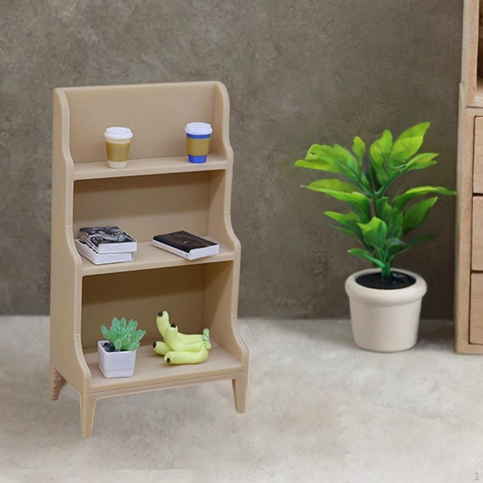 

Кукольный домик Книжный шкаф Витрина 1/12 Аксессуар Декор гостиной Стеллаж Хранение Wood Color