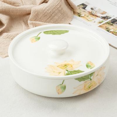Ningzhao Tangshan Bone China 7-Inch Deep Soup Bowl with Lid