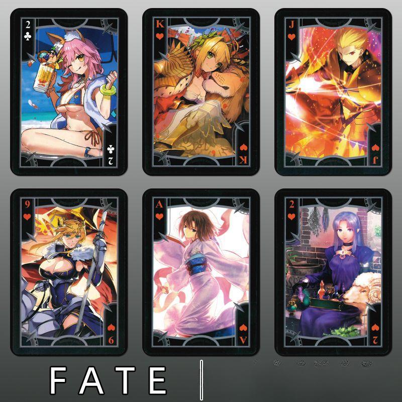 54pcs Game Fate / Grand Order Playing Cards Anime Peripheral Cards Saber Picture Poker Cartoon Toys Collect Gift