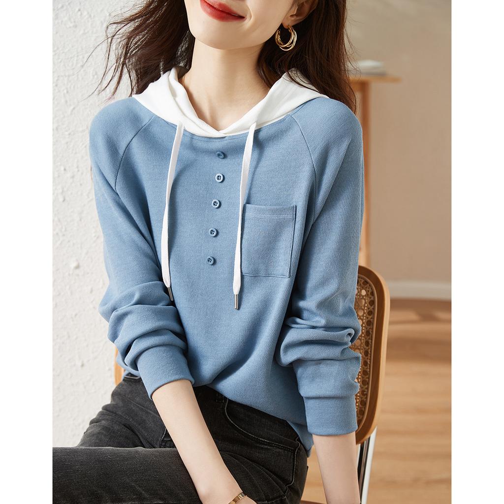 Temperament Versatile Hooded Sweatshirt, Winter Sports Casual Loose Slim Long-sleeved Pullover Top