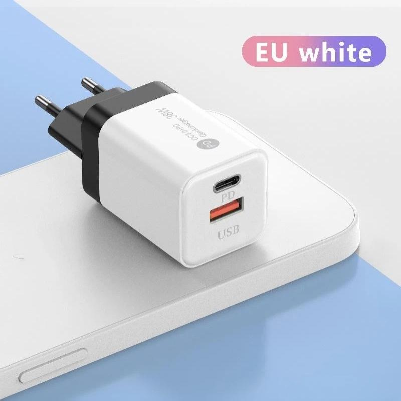 20W US Fast Wall Charger Dual PD USB Ports High Speed Charging for Smartphones Tablets Earbuds Small Digital Devices