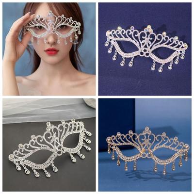 Veil Rhinestone Mask Tassel Facial Jewelry Accessories Creative Masquerade Mask  Decoration
