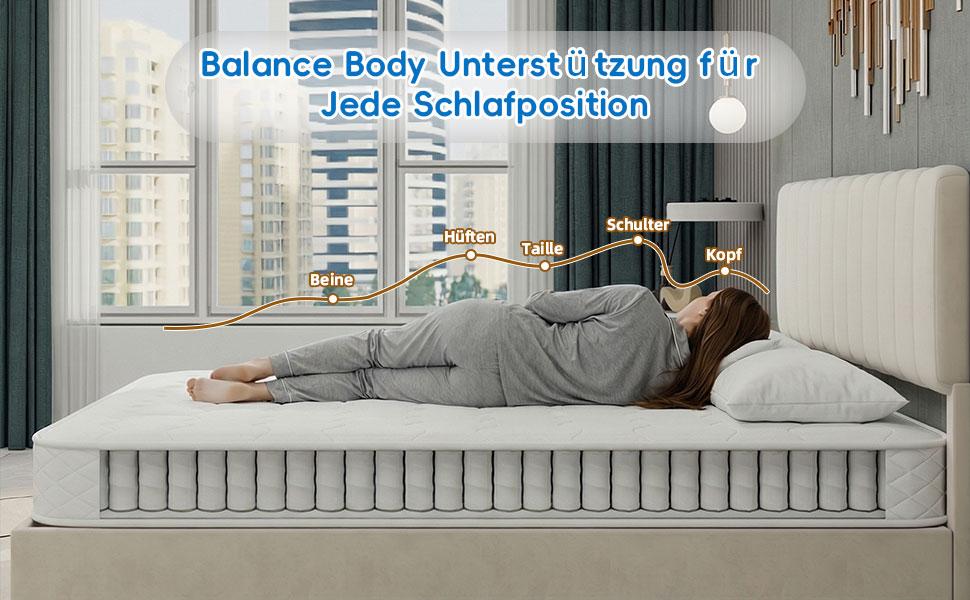 3D breathable mattress independently wrapped, noise free, soft, sturdy, dual support, providing back care, size: 140 * 200cm, thickness: 23cm, white