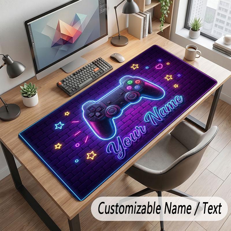 Game Controller Theme Customized Mouse Pad Personalized Print Name Text Desk Mat For Home Office Table Decor