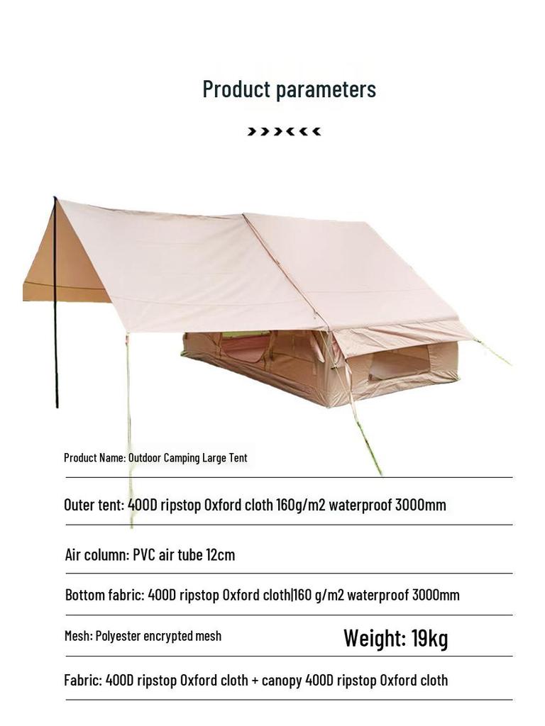 Windproof PVC Inflatable Tent for 3-4 People with Thickened Air Columns