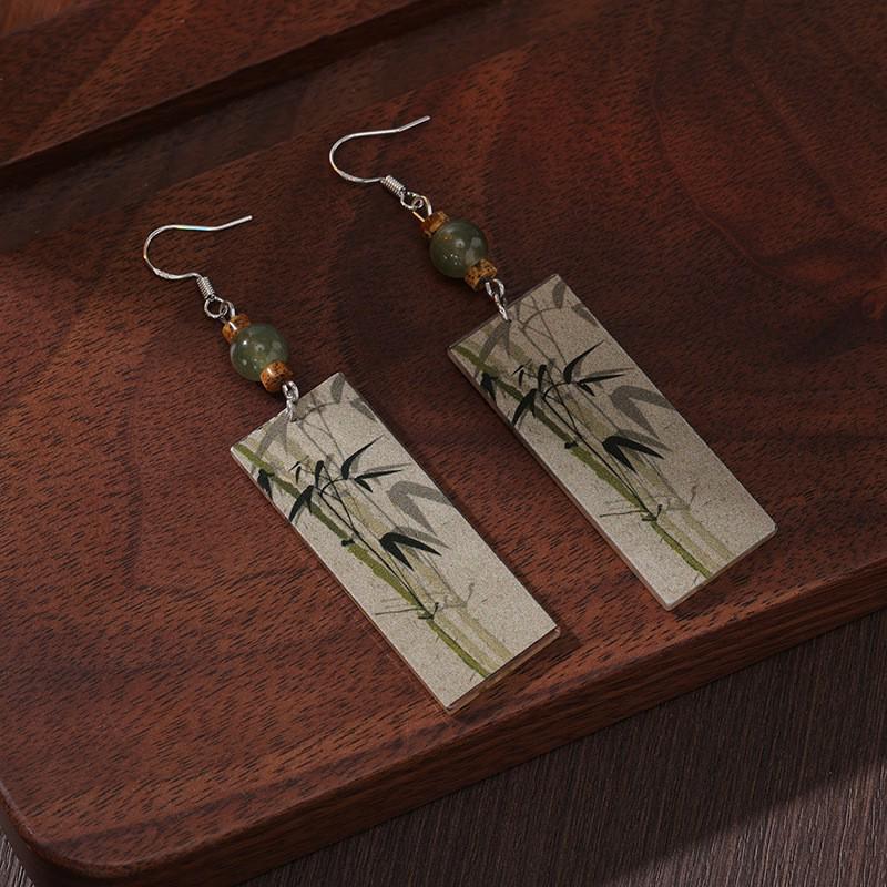 Boucles d'oreilles gland perle en forme d'éventail:  Pendentif Boucle de Paix Style Chinois Rétro pour Costumes Hanfu