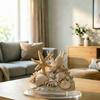 Yousheng Coastal Shell Coral Ornament, 2D Flat Acrylic Starfish Decoration with Base, Ocean Shells Table Centerpiece Ornament for Home Desk Shelf