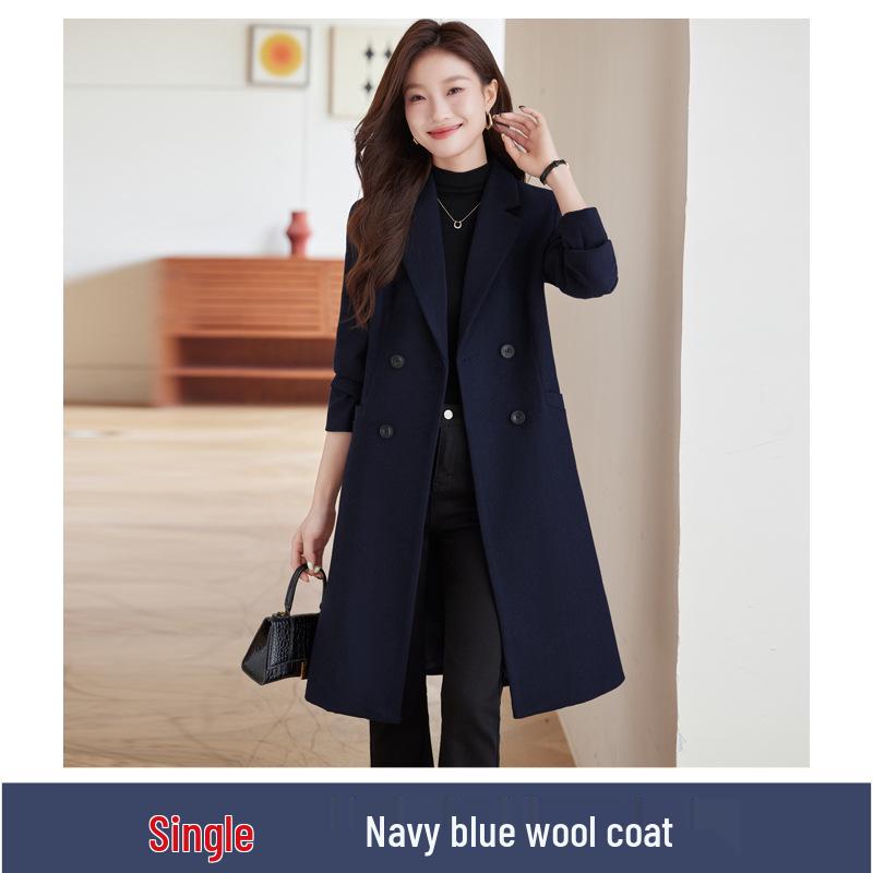 

Темно-синее шерстяное тренчкот: Популярный в этом году стиль миди для поездок на работу с изящным деловым шармом XXL