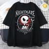 Men T-shirt  Nightmare Before Christmas Printed Short-sleeved Gothic Streetwear Unisex Gothic Retro Loose Top Y2K Shirt