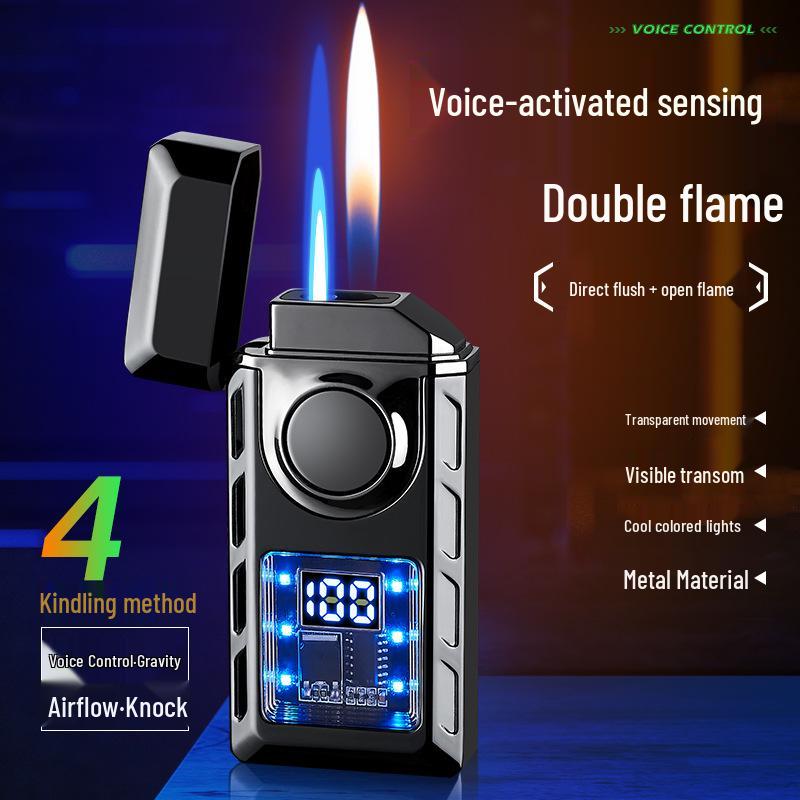 Authentic Voice-Controlled Windproof Double-Flame Lighter - Personalized Gift Trend
