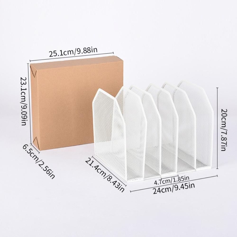 

Simple 5/7 Grids Book Stand Detachable Adjustable Bookshelf Metal Mesh File Storage Rack School Supplies