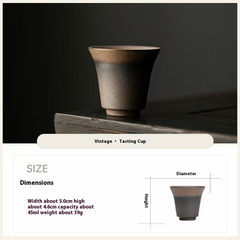 Retro Chinese Style Teacup Kung Fu Single Cup Tea Tasting Cup Master Cup Household Ceramic Coarse Pottery Teacup  200ml