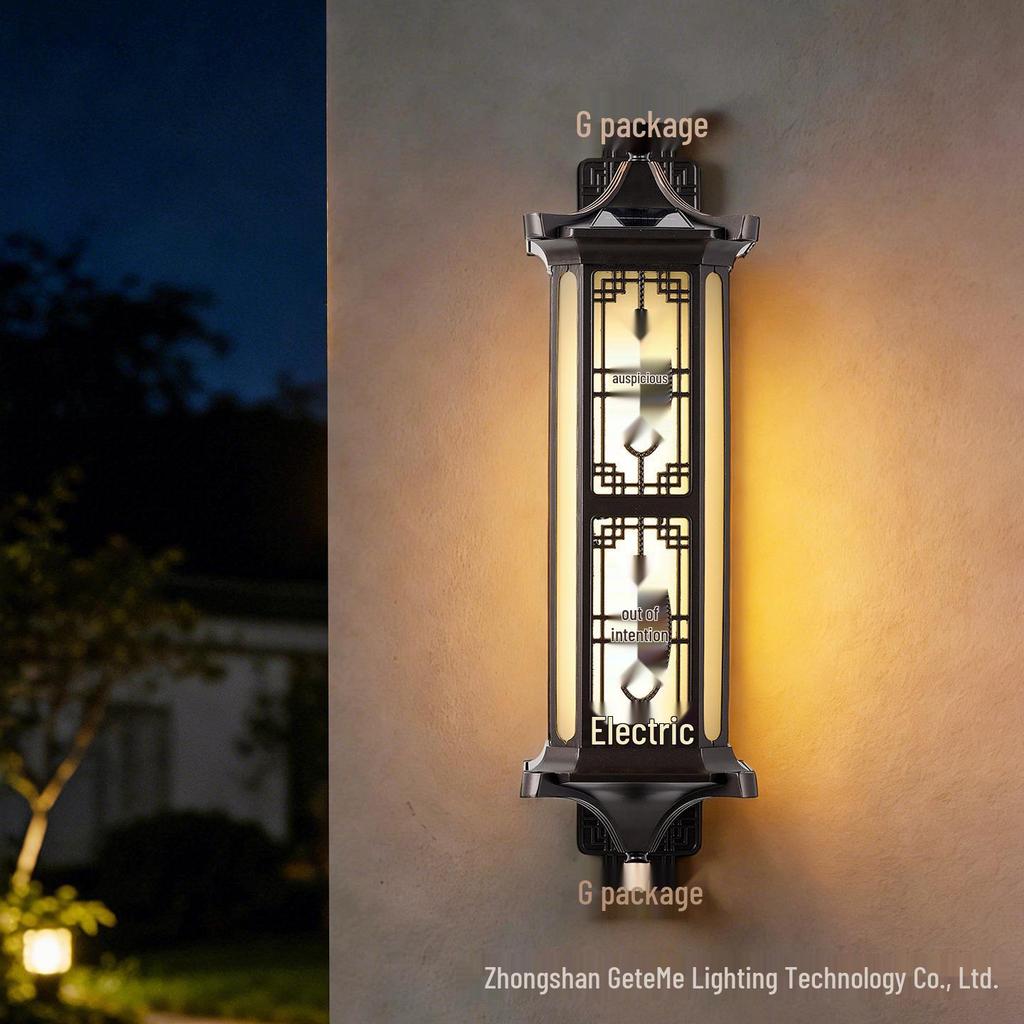 New Solar Wall Lamp - All-Aluminum Chinese Style for Villa, Courtyard, Gate, Pillar & Fence