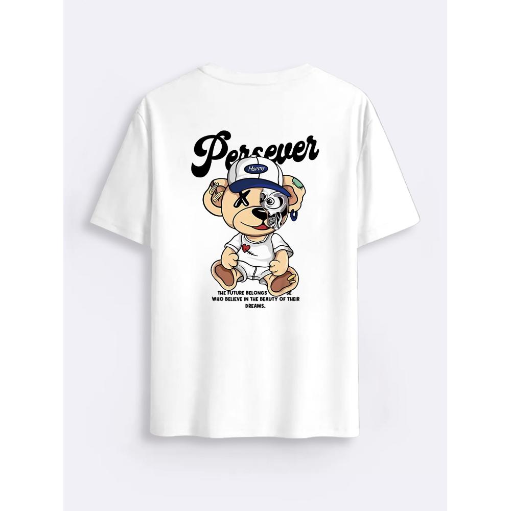 

Persever Bear Graphic T-Shirt,Soft Breathable & Fade-Resistant, Classic Fit for Daily Casual Wear XXL белый
