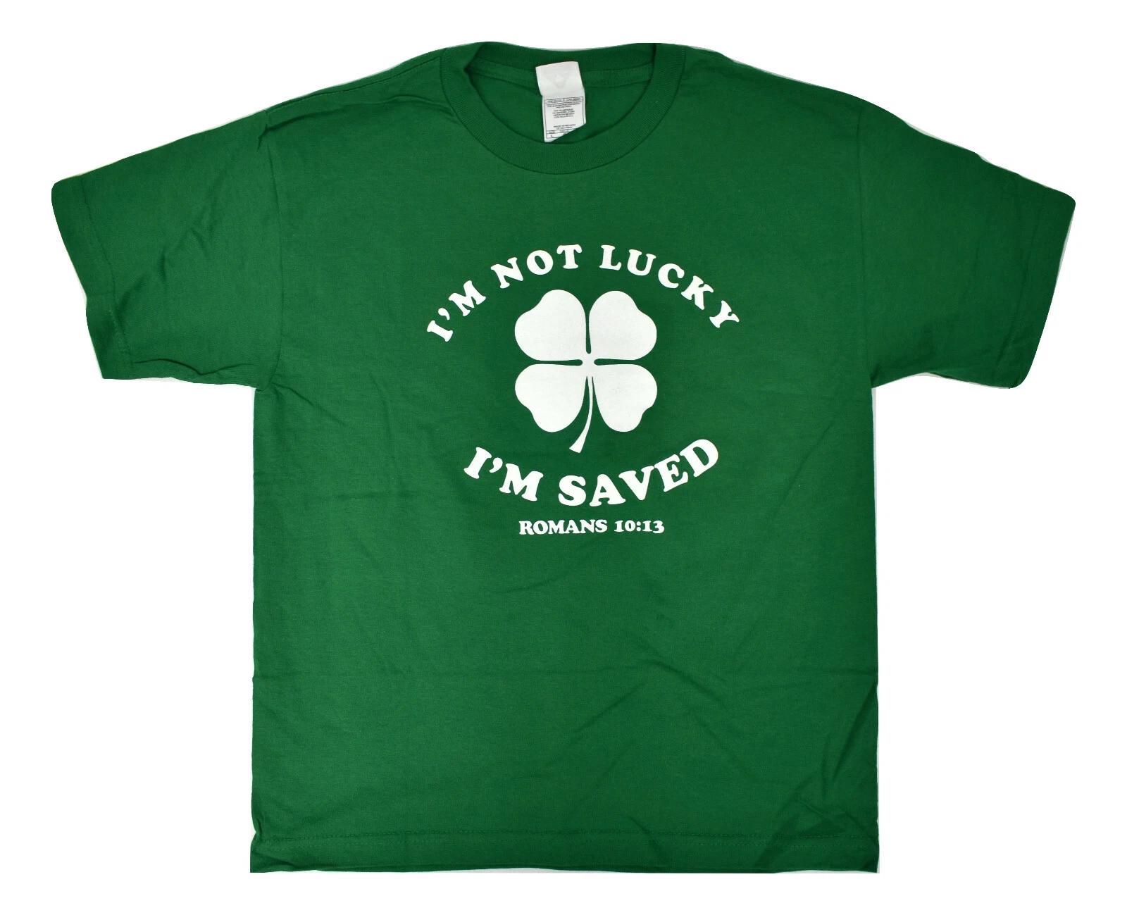 Youth Romans 10:13 I m Not Lucky I m Saved Christian Jesus Shirt New S
