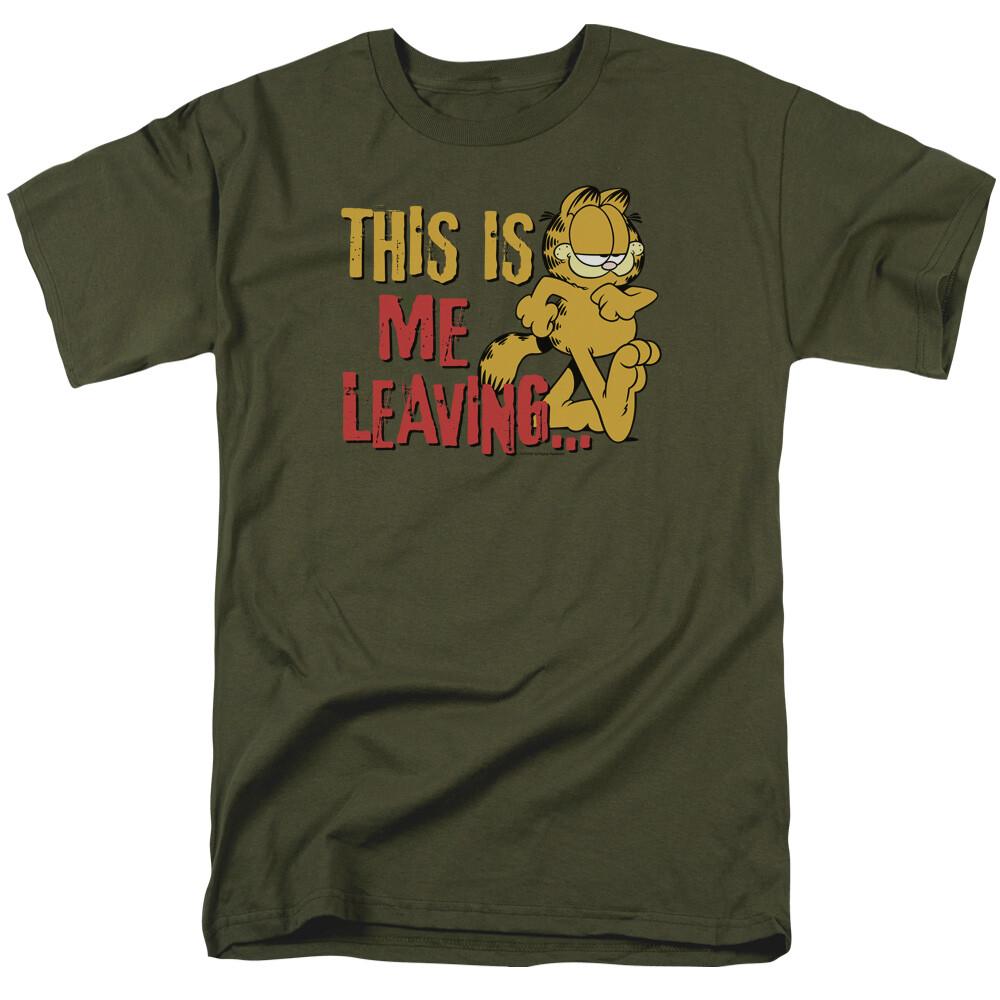Garfield Leaving T Shirt Mens Licensed Cat Jim Davis Comic Tee Military Green S