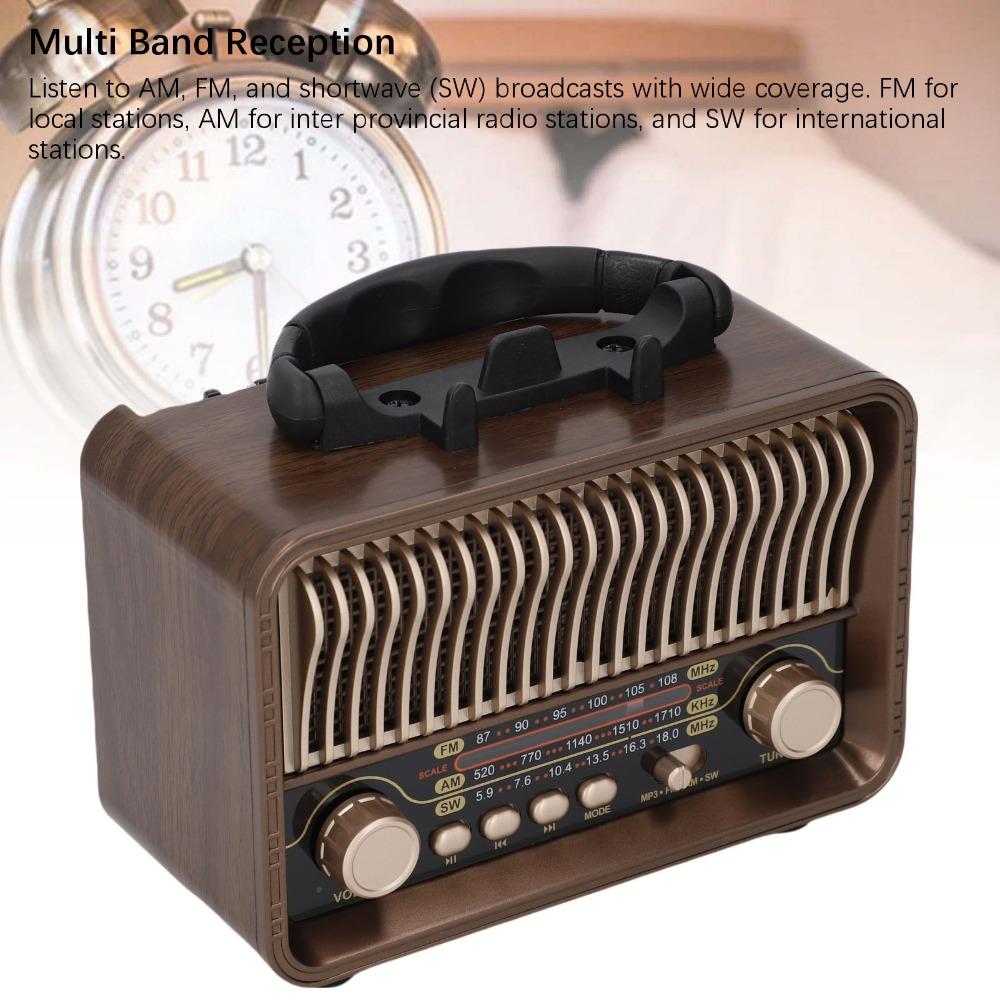 Wood Grain Full Band Radio Bluetooth 5.4 Retro Radio Portable Bluetooth Speaker  Home Use